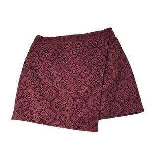Madewell Asymmetric Maroon Lace Skirt size 12